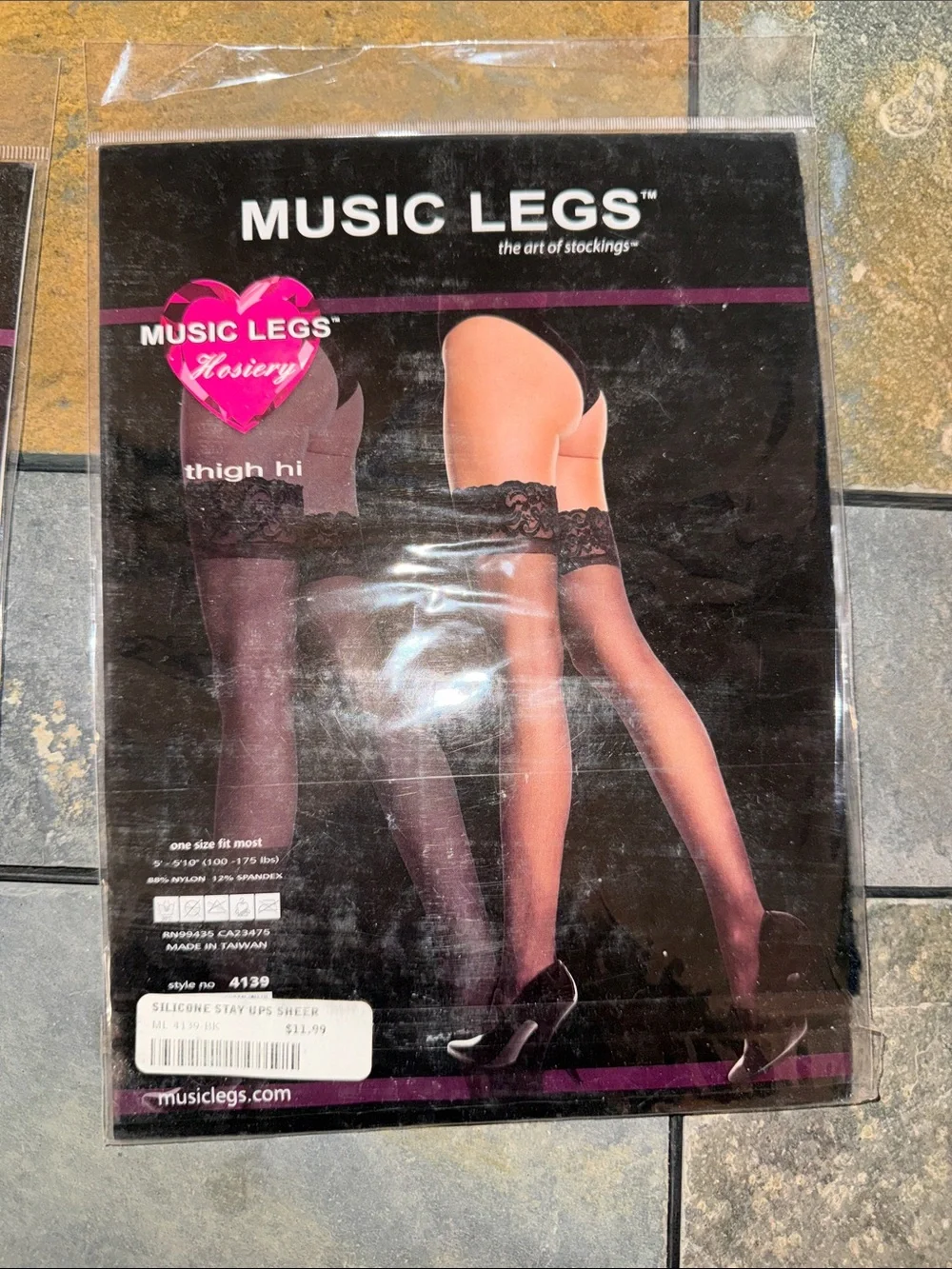 Music Legs Thigh High Stockings Bundle Fishnet and Sheer Lace Top Black O/S